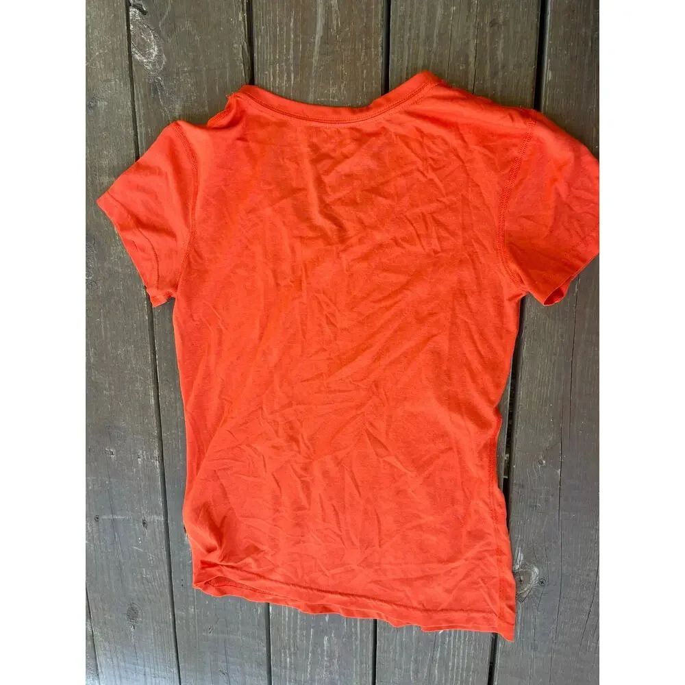 Nike Dri-fit womens small orange vneck athletic shirt